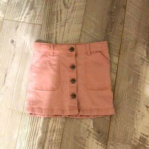 Light pink jean skirt button down with pockets